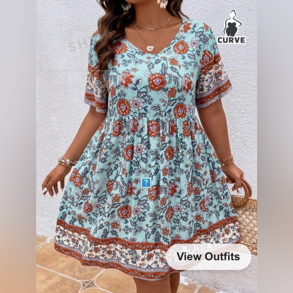 Shein Plus Floral Print Dress - NWOT